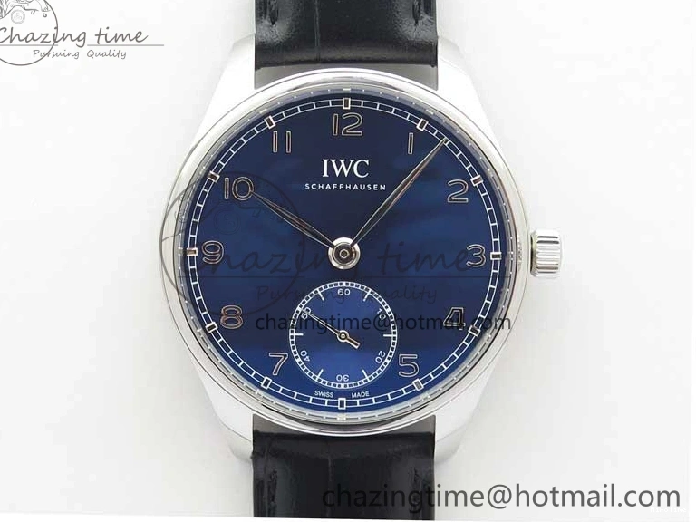 MIROTIME 0112 TimelessDesign Portuguese IW358304 ZF 1:1 Best Edition SS Blue Dial on Leather Strap A 7078